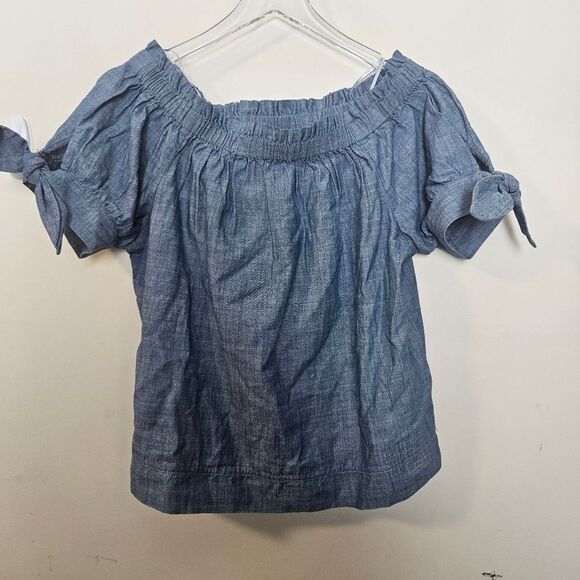 J.Crew Chambray Off the Shoulder Top Blue 10 - Picture 1 of 5